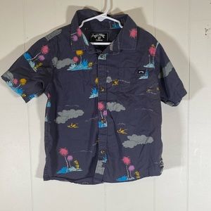 Billabong x‎ Dr. Seuss Lorax Island Short Sleeve Boys Shirt  7 XL Charcoal/Navy